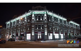 Архитектурная подсветка фасада ул. Сухэ-Батора, 18
